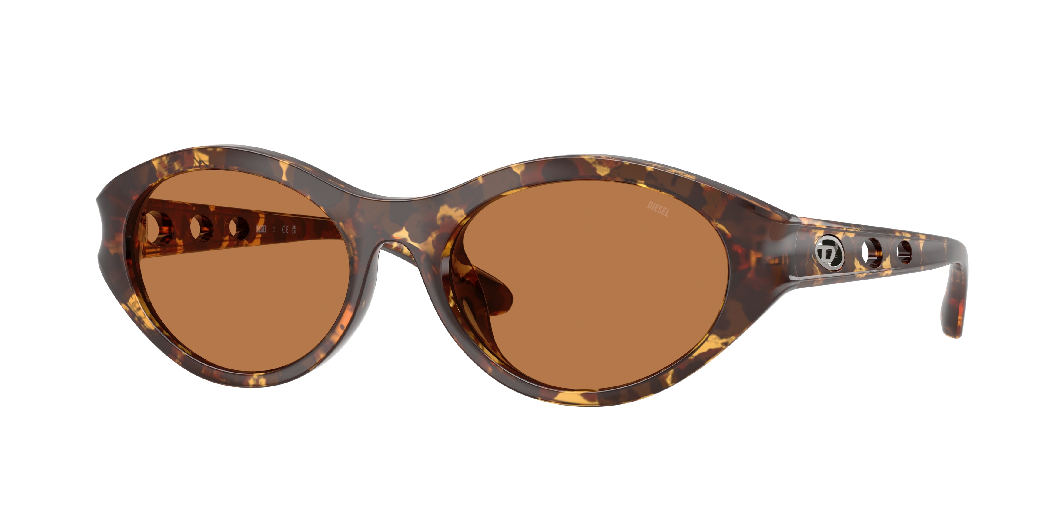 Diesel Damen DL3005U 201373 Sonnenbrillen Injiziert SchildkröTe Braun Rund Normal-image